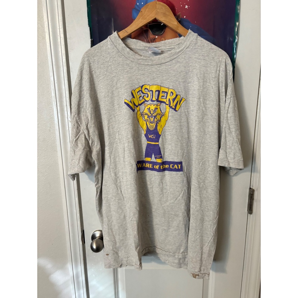 Vintage distressed WCU Western Carolina Intramural Champion T-Shirt Gray XXL 90s
